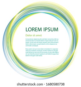 Sprint or summer green blue yellow circles banner frame template with text place. Vector round multiple shapes circle frame border for sprint card, summer poster, abstract social media template.