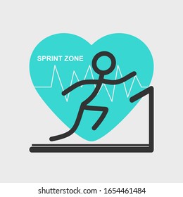 sprint zone icon. maximum heart rate for cardio exercise