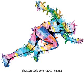 Sprinter athlete, Running man, vector isolated illustration. Sport, athlete, run, decathlon