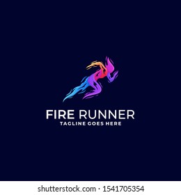 Sprinter Fire Colorful Abstract Designs Concept illustration Vector Template. ideal for the sports industry, fitness and other industries.