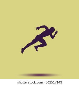 Sprinter Flat Vector Icon. Man Run Silhouette Illustration.