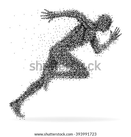 A sprinter made from dots isolated on white