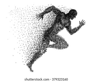 A sprinter made from small dots