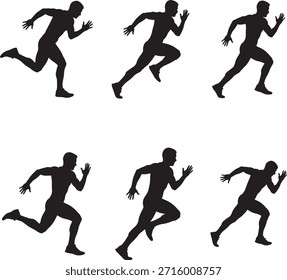 Sprinter Mann Laufen Schnelle Silhouette Vektor Set