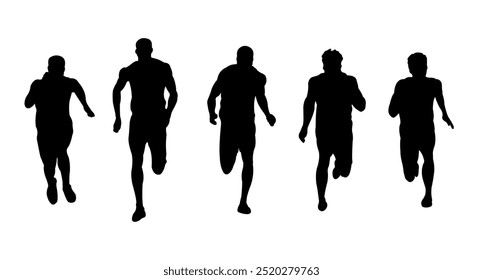 sprinter silhouette, vector illustration of a running race, front view
