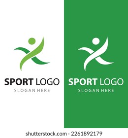Sprinter sport logo for athletics, running competition, sport club, championship and fitness.