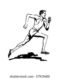 Sprinter - Track And Field Athlete - Retro Clip Art