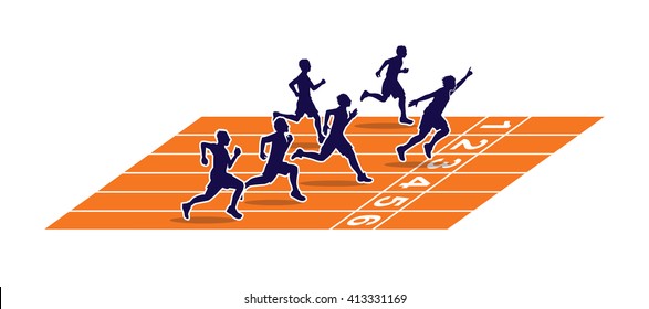 Sprinters, The winner on the running track graphic vector.