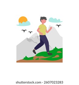 Sprinting Across Mountain Trails Vector Illustration