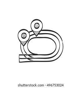 Sprinting field icon in doodle sketch lines. Sport competition athletic athlete race