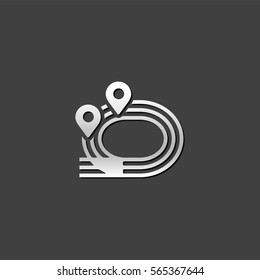 Sprinting field icon in metallic grey color style. Sport competition athletic