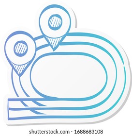 Sprinting field icon in sticker color style. Sport competition athletic athlete race