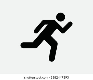 Sprinting Icon Run Running Dash Sport Runner Athlete Train Training Fast Exercise Race Activity Black White Outline Line Shape Sign Symbol EPS Vector