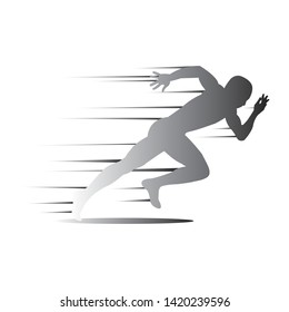 sprinting / running man silhouette. flat vector illustration. 