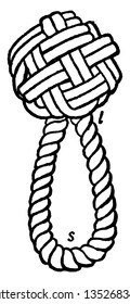 Sprit Sail Sheet Knot consists of a double wall and double crown made by the two ends, vintage line drawing or engraving illustration.