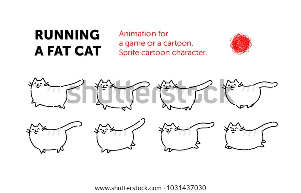猫のスプライト漫画のキャラクター ベクトル内のキャラクタの異なるポーズのセット 猫のループアニメーション ゲームや漫画のアニメーション 分離型の平らなイラスト のベクター画像素材 ロイヤリティフリー