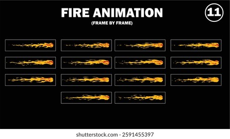 Sprite sheet animation of fire, fire balls, flaming rock, firey claw, explosion, firethrower, torch, campfire, fire trap, fire pillar, frame by frame animation