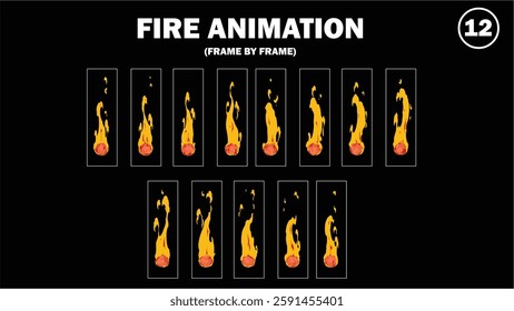 Sprite sheet animation of fire, fire balls, flaming rock, firey claw, explosion, firethrower, torch, campfire, fire trap, fire pillar, frame by frame animation