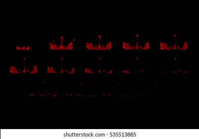 Sprite sheet of blood splashes. Animation for game or cartoon.