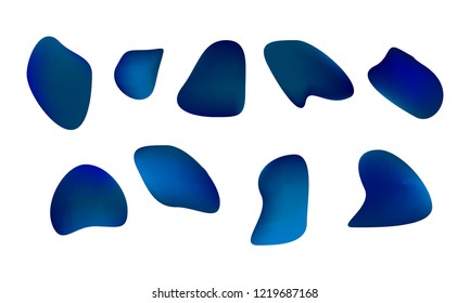 A sprite sheet, a blue liquid trap, a splash. Animation for a game or a cartoon. Abstract liquid drops. 3d illustration. Ink or fluid shapes. Science physics and chemistry