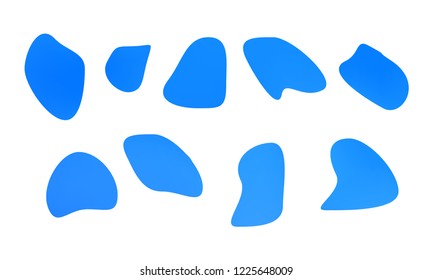A sprite sheet, a blue liquid trap, a splash. Animation for a game or a cartoon. Abstract liquid drops. 3d illustration. Ink or fluid shapes. Science physics and chemistry