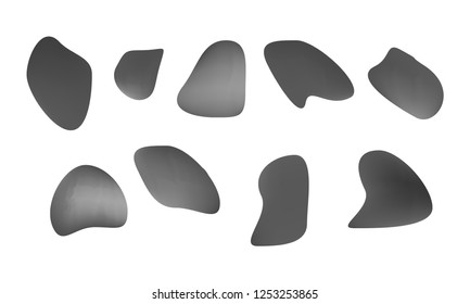 A sprite sheet, a blue liquid trap, a splash. Animation for a game or a cartoon. Abstract liquid drops. 3d illustration. Ink or fluid shapes. Science physics and chemistry