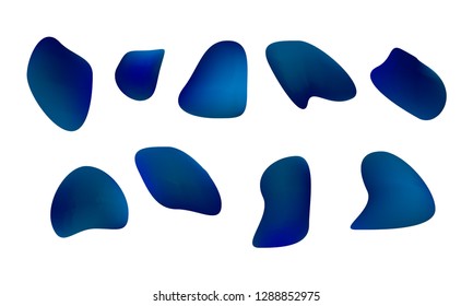 A sprite sheet, a blue liquid trap, a splash. Animation for a game or a cartoon. Abstract liquid drops. 3d illustration. Ink or fluid shapes. Science physics and chemistry