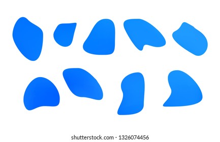 A sprite sheet, a blue liquid trap, a splash. Animation for a game or a cartoon. Abstract liquid drops. 3d illustration. Ink or fluid shapes. Science physics and chemistry