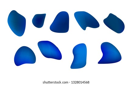 A sprite sheet, a blue liquid trap, a splash. Animation for a game or a cartoon. Abstract liquid drops. 3d illustration. Ink or fluid shapes. Science physics and chemistry