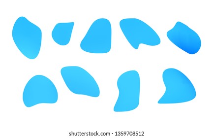 A sprite sheet, a blue liquid trap, a splash. Animation for a game or a cartoon. Abstract liquid drops. 3d illustration. Ink or fluid shapes. Science physics and chemistry