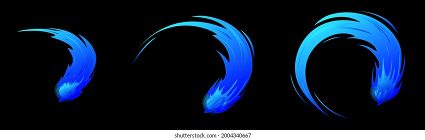 A sprite sheet for a blue sword attack, ice strike, blue flame, or whatever. Animation for developing games or cartoons