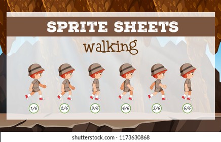 Sprite sheet boy walking illustration