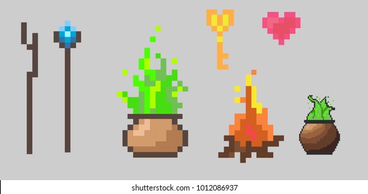 sprite sheet for a computer game, magic, magic, pixel art