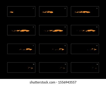 sprite sheet of dust splash animation. frame by frame classic animation for game development, mobile games or motion graphic.