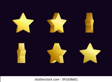Sprite Sheet Effect Animation Of A Spinning Golden Star Sparkling And Rotating. For Video Effects, Game Development