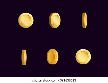 Sprite Sheet Effect Animation Of A Spinning Golden Coin Sparkling And Rotating. For Video Effects, Game Development