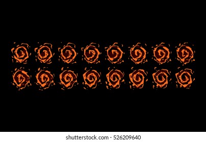 Sprite sheet of a fire portal, a fire vortex or something else. Animation for game or cartoon.