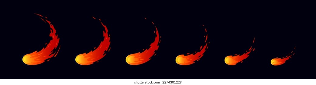 Sprite sheet fire sword attack, fire red strike. Circle flame. Animation for a game or cartoon. Ready to fream by fream classic animation. Vector