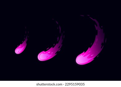 Sprite sheet fire sword attack; fire pink strike. Circle flame. Animation for a game or cartoon. Ready to fream by fream classic animation. Vector