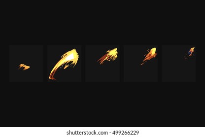 Sprite sheet of fire sword attack, fire punch or something else. Animation for game or cartoon.
