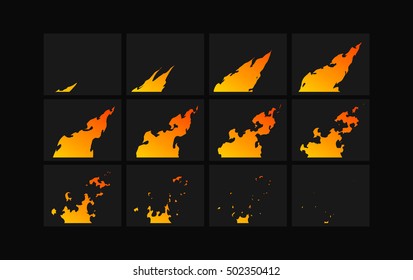 Sprite sheet of fire, torch, campfire, fire trap or something else. Animation for game or cartoon.