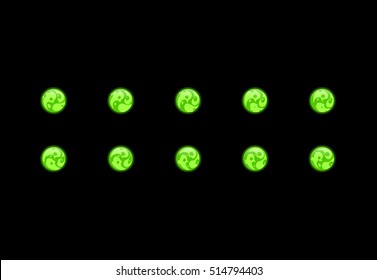 Sprite sheet of a green bubble, a toxic sphere, a poisonous sphere or something else. Animation for game of cartoon.