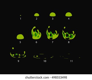 Hoja hueca de una burbuja química verde. Animación para dibujos animados o juegos.