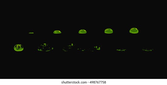 Sprite sheet of a green chemical bubble. Animation for cartoon or game.