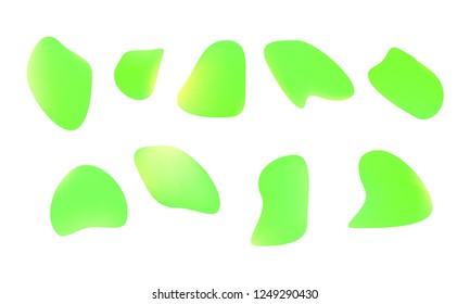 A sprite sheet, a green liquid trap, a splash. Animation for a game or a cartoon. Abstract liquid drops. 3d illustration. Ink or fluid shapes. Science physics and chemistry