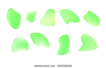 A sprite sheet, a green liquid trap, a splash. Animation for a game or a cartoon. Abstract liquid drops. 3d illustration. Ink or fluid shapes. Science physics and chemistry