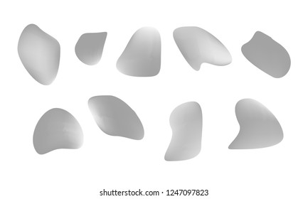 A sprite sheet, a grey liquid trap, a splash. Animation for a game or a cartoon. Abstract liquid drops. 3d illustration. Ink or fluid shapes. Science physics and chemistry