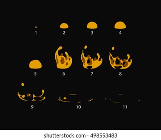 Sprite sheet of a hot bubble of lava. Animation for cartoon or game.