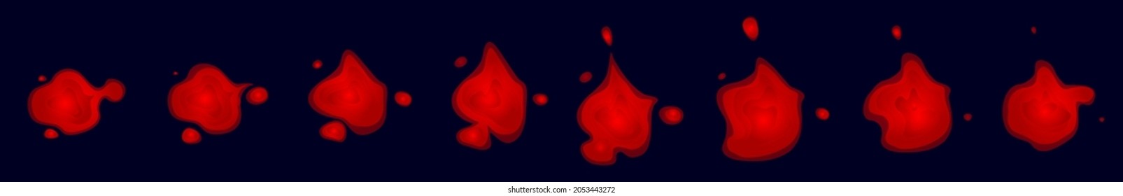 Eine Sprite aus einer unbeweglichen Feuerblase, roter Flüssigkeit, Blutflecken oder einem Zauberkugel. Looped Animation für Spiel oder Cartoon