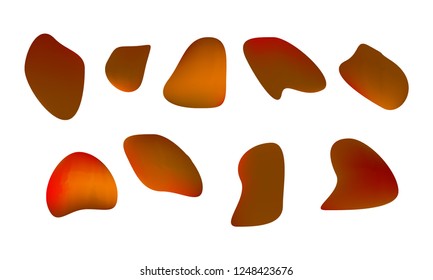 A sprite sheet, a orange liquid trap, a splash. Animation for a game or a cartoon. Abstract liquid drops. 3d illustration. Ink or fluid shapes. Science physics and chemistry